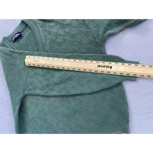 Vintage Scottish Isle Green Embroidered Golfing L S Green Sweater Read - Picture 7 of 7